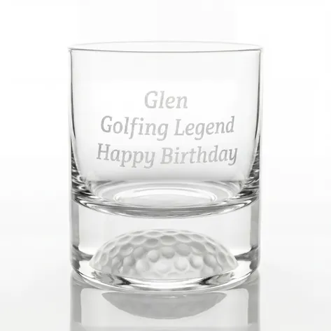 Personalised Golf Ball Base Whisky Glass Personalised Golf Ball Base Whisky Glass